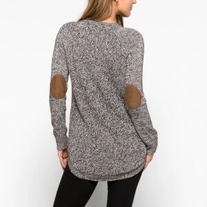 RD Style Rowca Elbow Patch Sweater, Large, Black and White